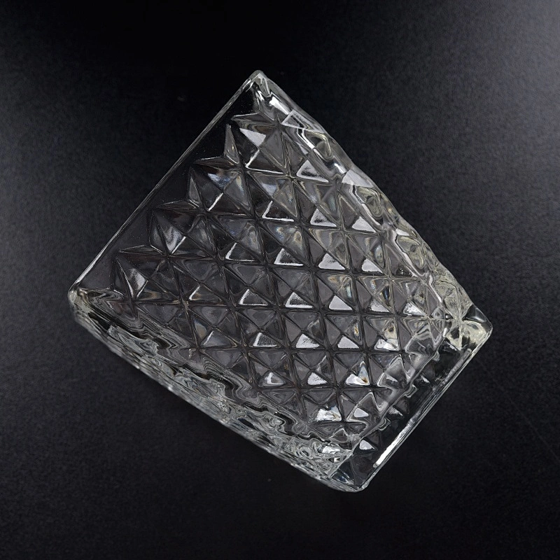 Square Glass Candle tumbler pressed candle jar home Decor