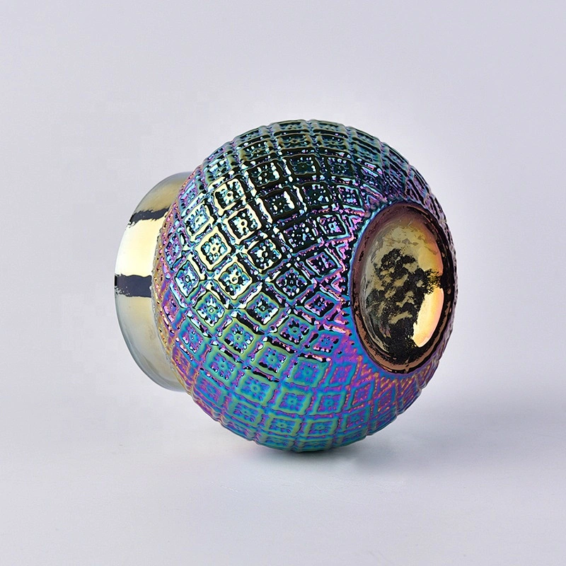 Luxury electroplating bowl candle container votive glass lid candle holder home decor factory