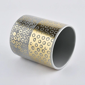 8oz 10oz Wholesales luxury printed cylinder grey candle ceramic jar