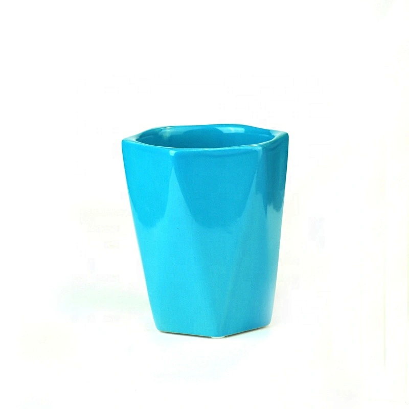 Wholesales geometric blue ceramic candle tumbler