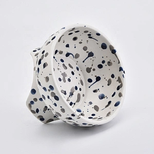 Circle handmade ceramic candle vessel tea light candle tin home decor