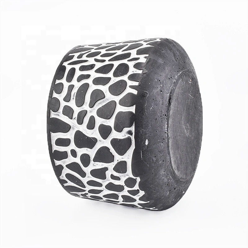 round cement black candle holder customized candle vessel home decor wholesale