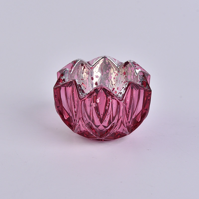 Unique glass candle hoder flower shaped luxury glass candle vessel red color