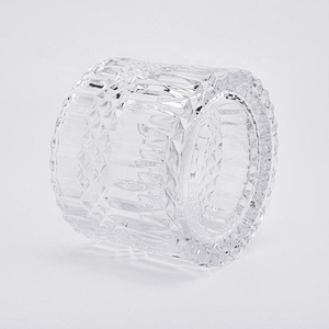 Clear engraving votive candle jar glass candle holder with lid home decoration