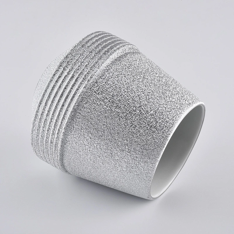 Sunny Luxury silver custom logo ceramic candle holder 8oz 10oz 12oz