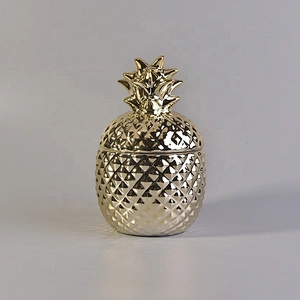Pineapple luxury decorative ceramic candle jar with lid wholesale