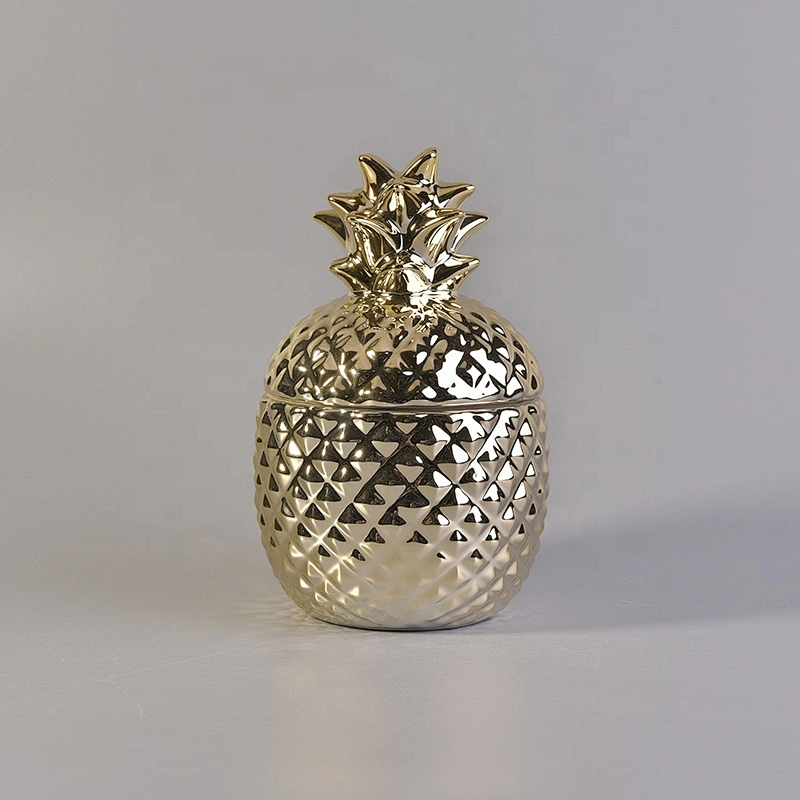 Pineapple luxury decorative ceramic candle jar with lid wholesale