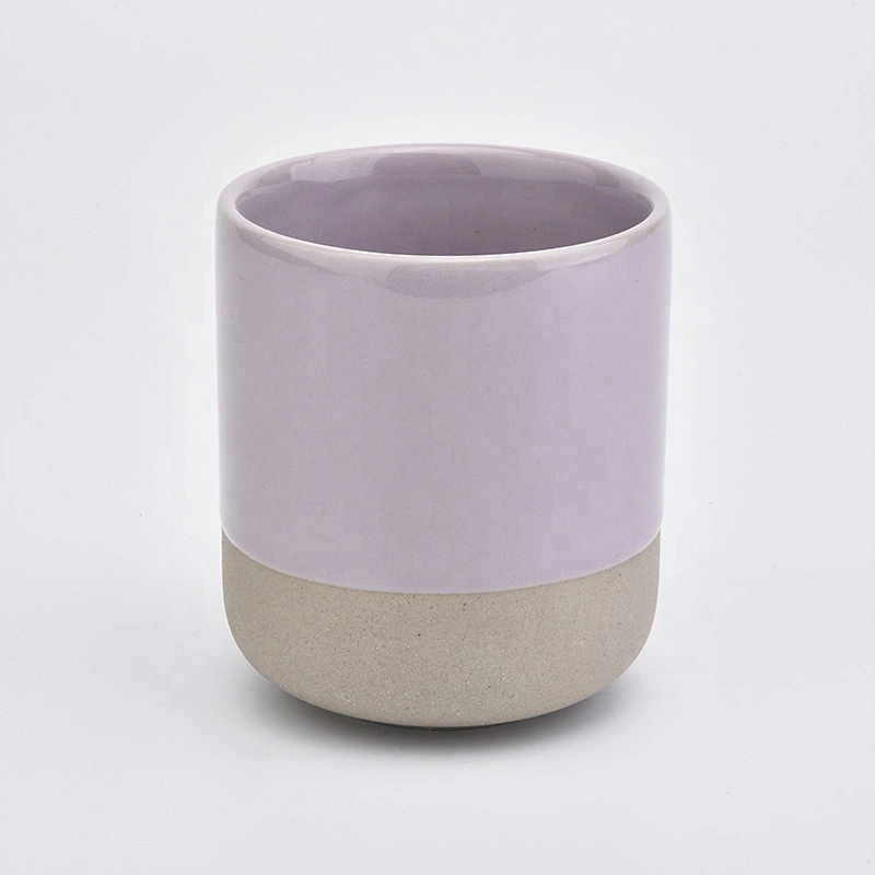 Purple glazed frosted ceramic candle jars votive candle tin holder home decor