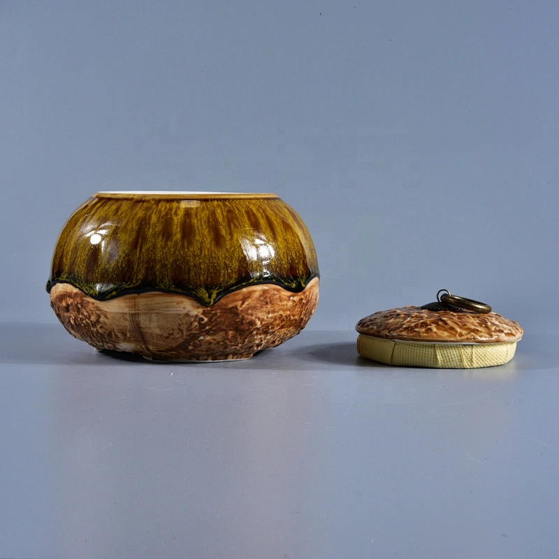 Sunny vintage votive candle ceramic holder with lids