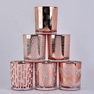 Rose Gold Glass Candle Jars Home Decor
