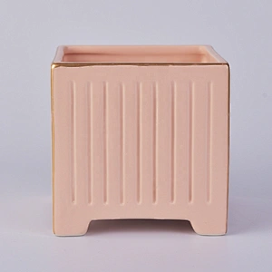 Sunny custom empty decorative pink square ceramic candle containers
