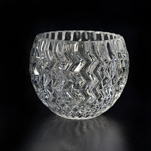 Embossed round Glass Candle container tea light candle bowl home Decor in bulk
