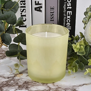 Wholesales cylinder luxury golden frosted glass candle holders jar 10oz 20oz