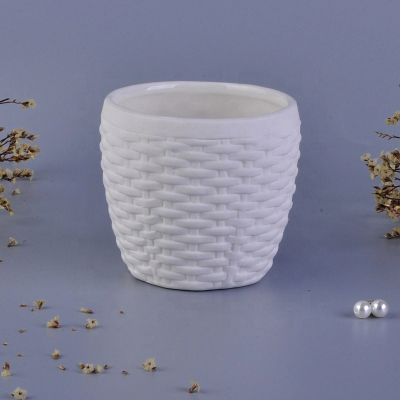 Wholesales Custom wax white ceramic candle holder 6oz 8oz 10oz