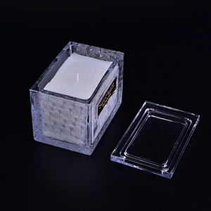 Sunny luxury custom crystal scented square glass candle holder and lids