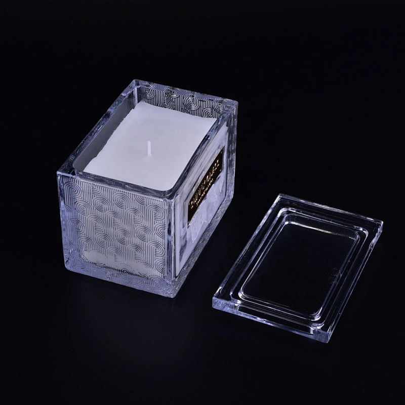 Sunny luxury custom crystal scented square glass candle holder and lids