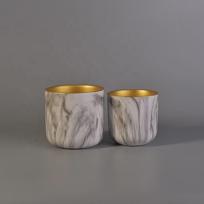Cylinder ceramic candle holder plating wholesales