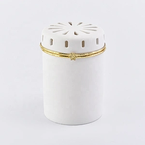 Cylinder ceramic votive candle jars candle holders with golden lid wedding decor in bulk
