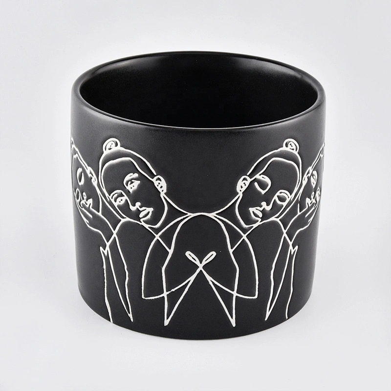 Classic matte black candle jar daily decorative ceramic candle jar