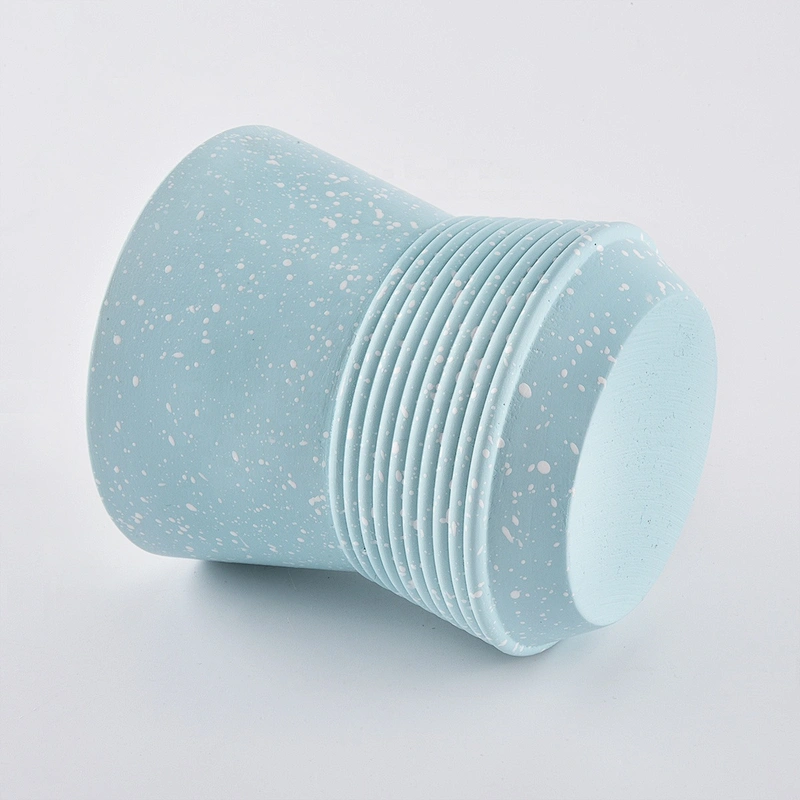 Sunny luxury empty blue concrete cement candle making jars
