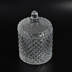 10oz 12oz 14oz Wholesales tealight geo Luxury glass candle holder with lid