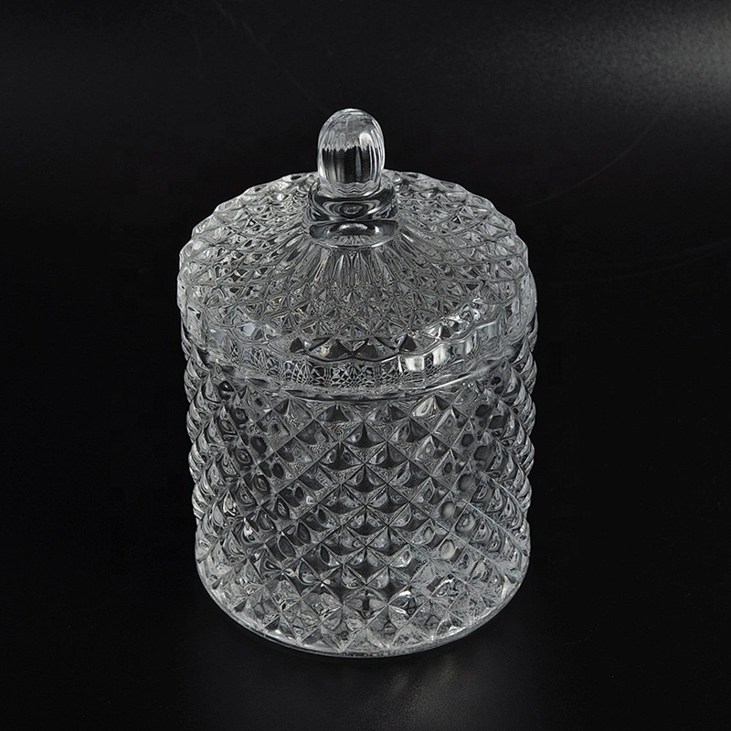 10oz 12oz 14oz Wholesales tealight geo Luxury glass candle holder with lid
