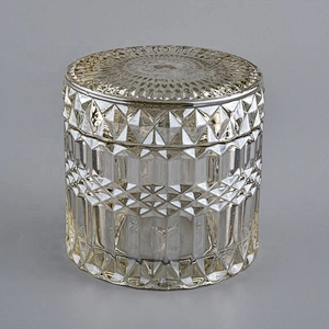 Sunny suppliers custom crystal glass candle holders with lid 10oz 12oz