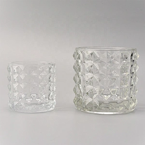 Wholesale cylinder glass candle  holders embossement home decoration