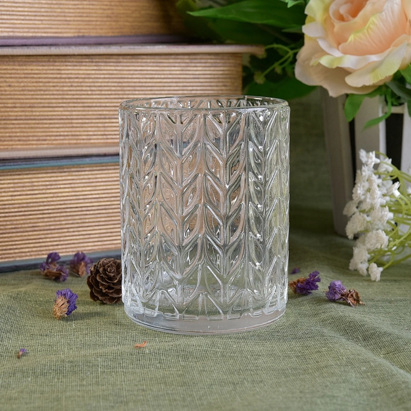 Clear leaf glass candle holder custom in bulk