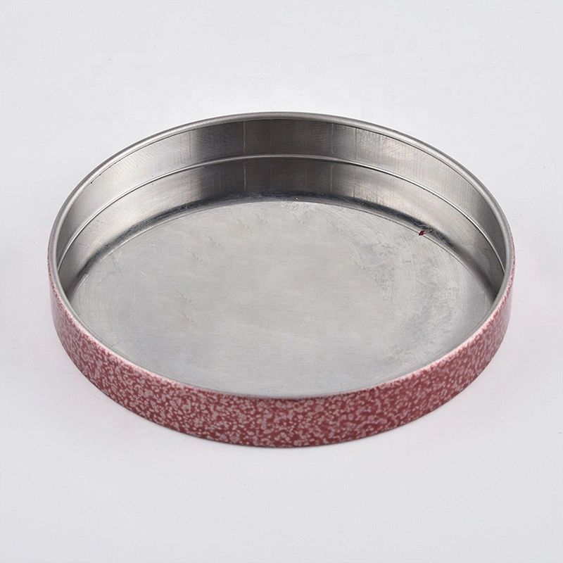 Custom round pink metal lid cover for candle holders