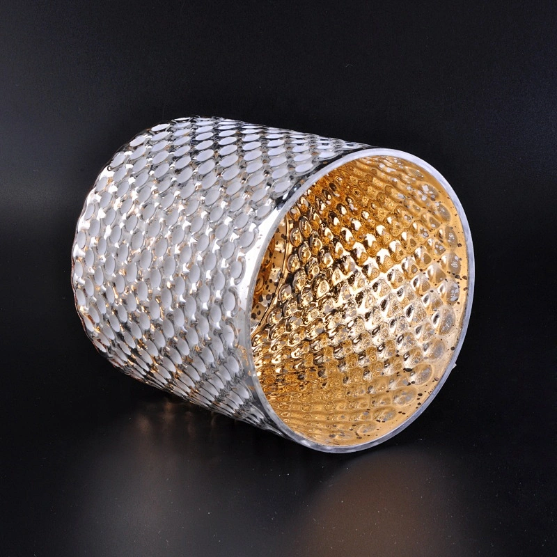 Cylinder  electroplated luxury glass candle holder home decoration