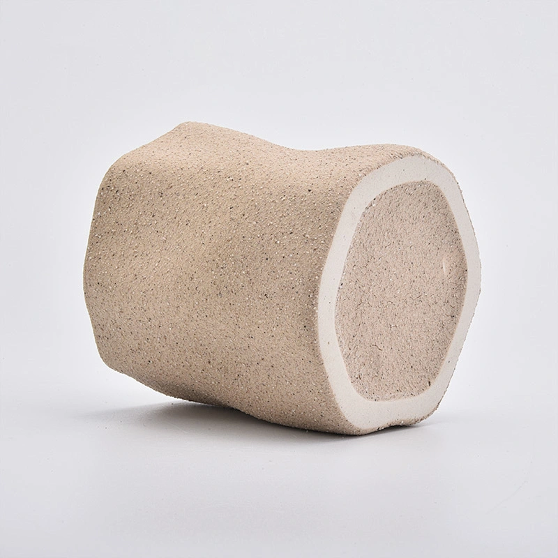 stump shaped yellow ceramic vessel, 14 oz matte ceramic candle jar