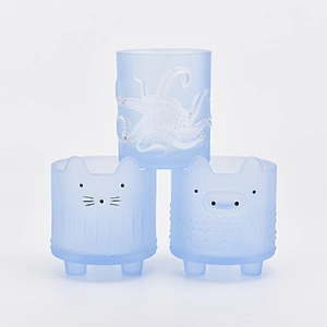 412ML Lovely Piggy blue  Glass Candle Holders Candles Jar for Decor