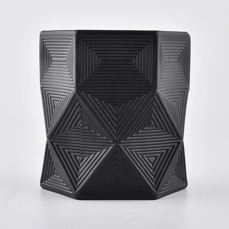 8oz 10oz 12oz Sunny black Luxury Hexagon custom glass candle jar