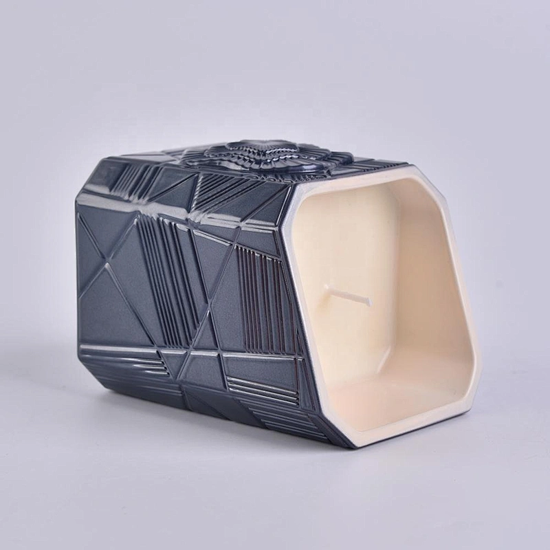 Home decoration luxury votive black Glass candle containers