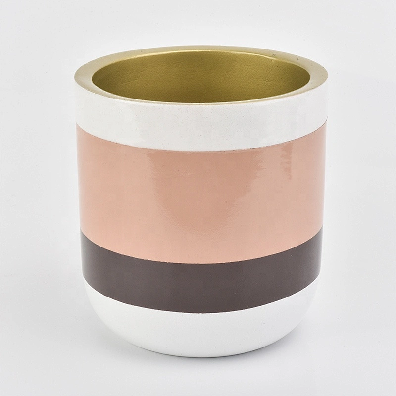 Luxury pink glazed ceramic candle vessels votive scented candle holder home decoration use
