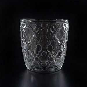 Transparent embossed Glass Candle tumblers