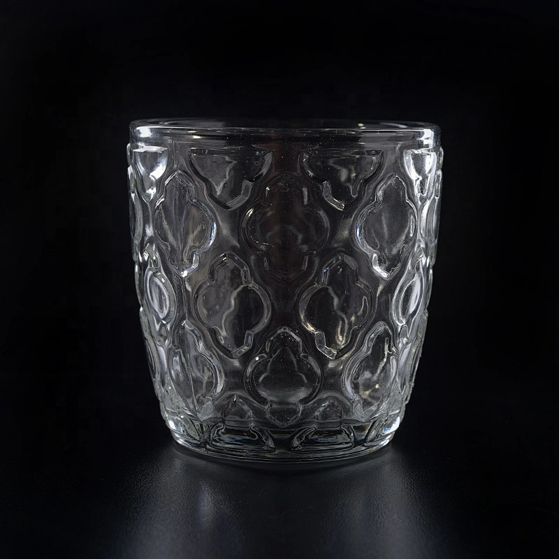 Transparent embossed Glass Candle tumblers