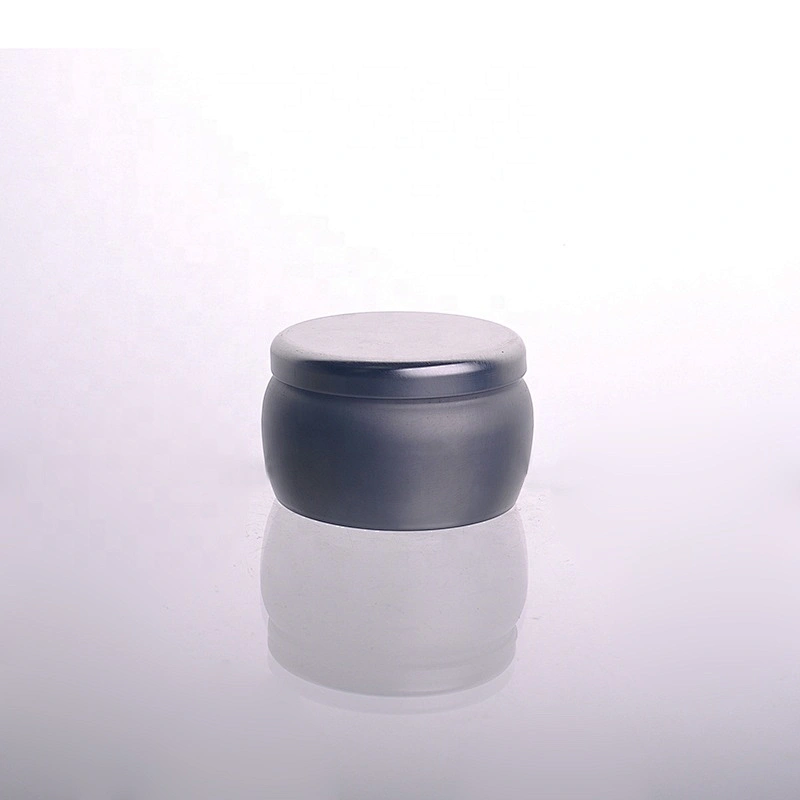 Custom round silver Metal candle box tin with matel lid