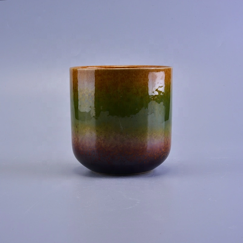 Customized ceramic candle containers iridescent scented candle holders 400ml