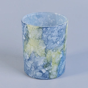 Bulk China marble cylinder empty ceramic candle jar holder