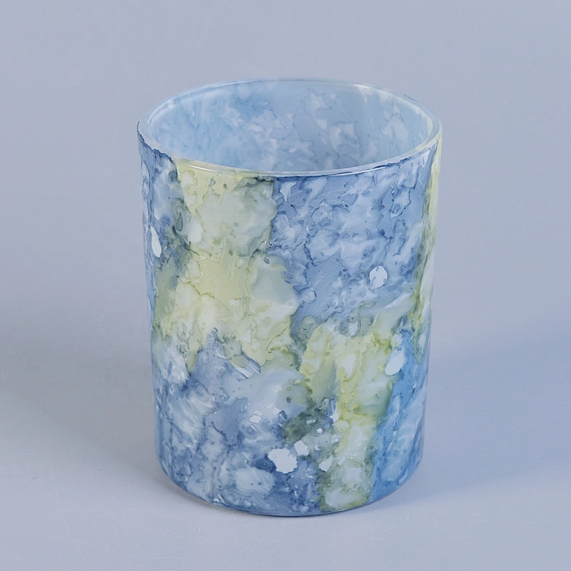 Bulk China marble cylinder empty ceramic candle jar holder
