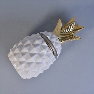 Pineapple-shape Geo cut ceramic votive candle container customized candle holders with lid home decor suppliers