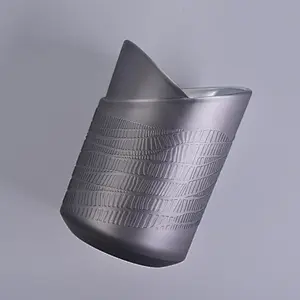 8 oz glass grey candle holder in unique design