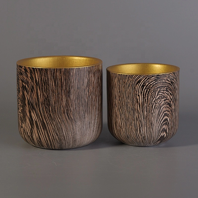 Amber plating mable ceramic candle vessel for home decor