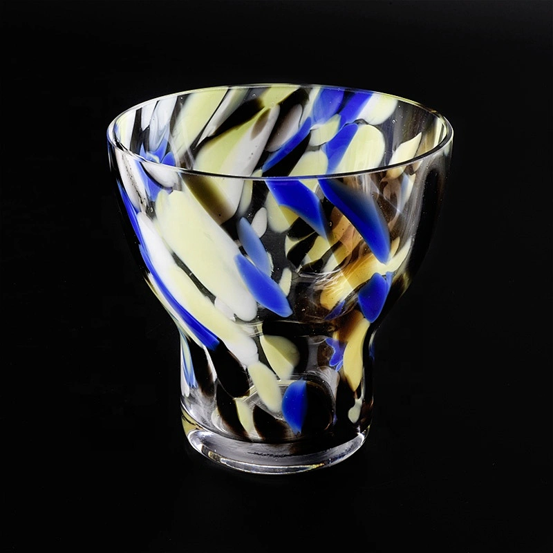 Hand painted Glass Candle container custom candle Holder wedding table use Wholesales