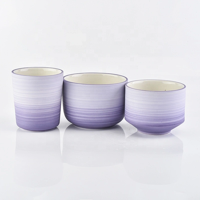 Luxury Gradient Purple matte Ceramic Candle Holder for Home Decor