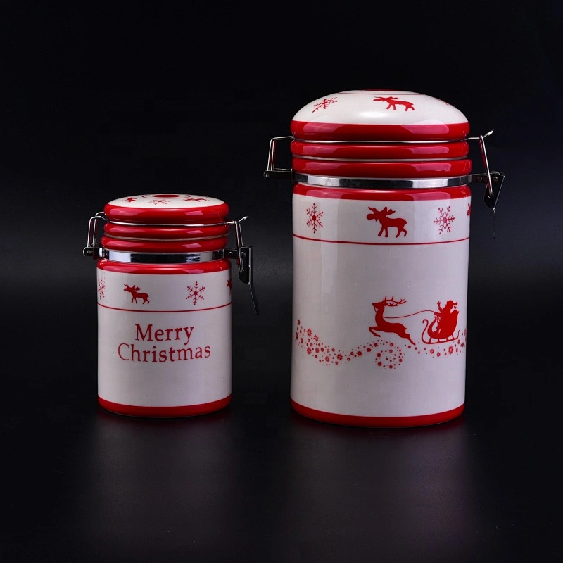 Wholesales Christmas dolomite jars with sealed lids kitchenware