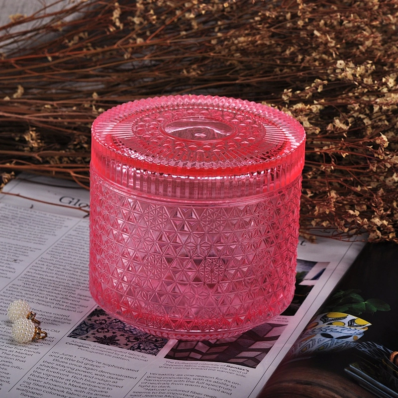 Wholesales tealight snow design colorful luxury candle glass jar with lids