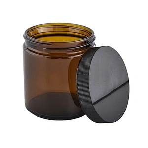 Sunny classic brown tealight glass candle jar with black cover lid